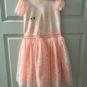 Pink Tulle Dress with Star Pattern